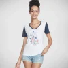 SKECHERS BOBS Apparel Run Walk V Neck Tee Shirt BRANCO Hot