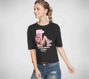SKECHERS D'Lites Cell Girl Cropped Tee PRETO Fashion
