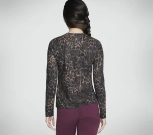 SKECHERS GO DRI Serene Cheetah Long Sleeve NATURAL / TAUPE New