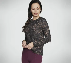 SKECHERS GO DRI Serene Cheetah Long Sleeve NATURAL / TAUPE New
