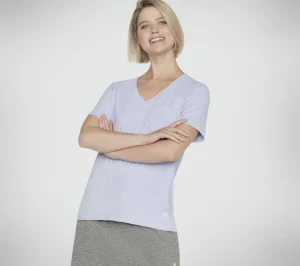 SKECHERS GO DRI SERENE V-Neck Tee ROXO / VIOLETA Shop