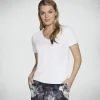 SKECHERS GO DRI Serene V-Neck Top BRANCO Flash Sale