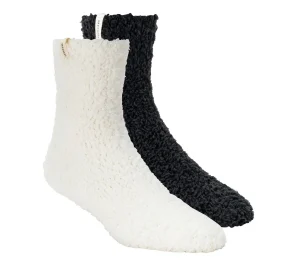 SKECHERS GO LOUNGE Furry Crew Socks - 2 Pack BRANCO / PRETO Online