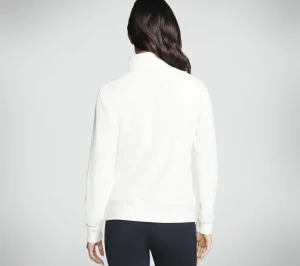 SKECHERS GO LUXE Rib 1/4 Zip BRANCO SUJO Best Sale