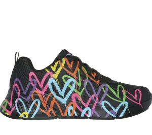 SKECHERS JGoldcrown: Uno Lite - Heart Of Hearts PRETO / MULTICOR Flash Sale