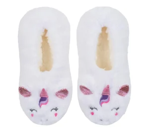 SKECHERS Plush Unicorn Slipper Socks - 1 Pack BRANCO Clearance