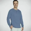 SKECHERS SKECH-BREEZE Slub L/S Henley AZUL / CINZENTO Best Sale