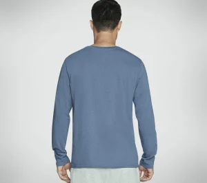 SKECHERS SKECH-BREEZE Slub L/S Henley AZUL / CINZENTO Best Sale