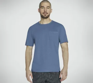 SKECHERS SKECH-BREEZE Slub Pocket Tee AZUL / CINZENTO Cheap