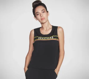 SKECHERS Apparel Festive Mesh Tank Top PRETO Fashion