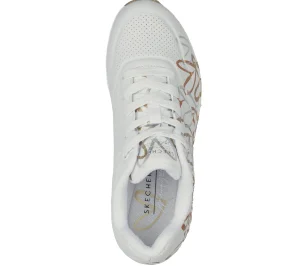 SKECHERS X JGoldcrown: Uno - Metallic Love BRANCO / DOURADO Clearance