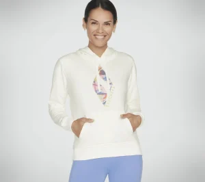 SKECHERS SKECH-SWEATS Watercolor Diamond Pullover Hoodie BRANCO / PRATEADO Outlet