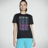 SKECHERS Vibrant Glow Short Sleeve Tee PRETO Cheap